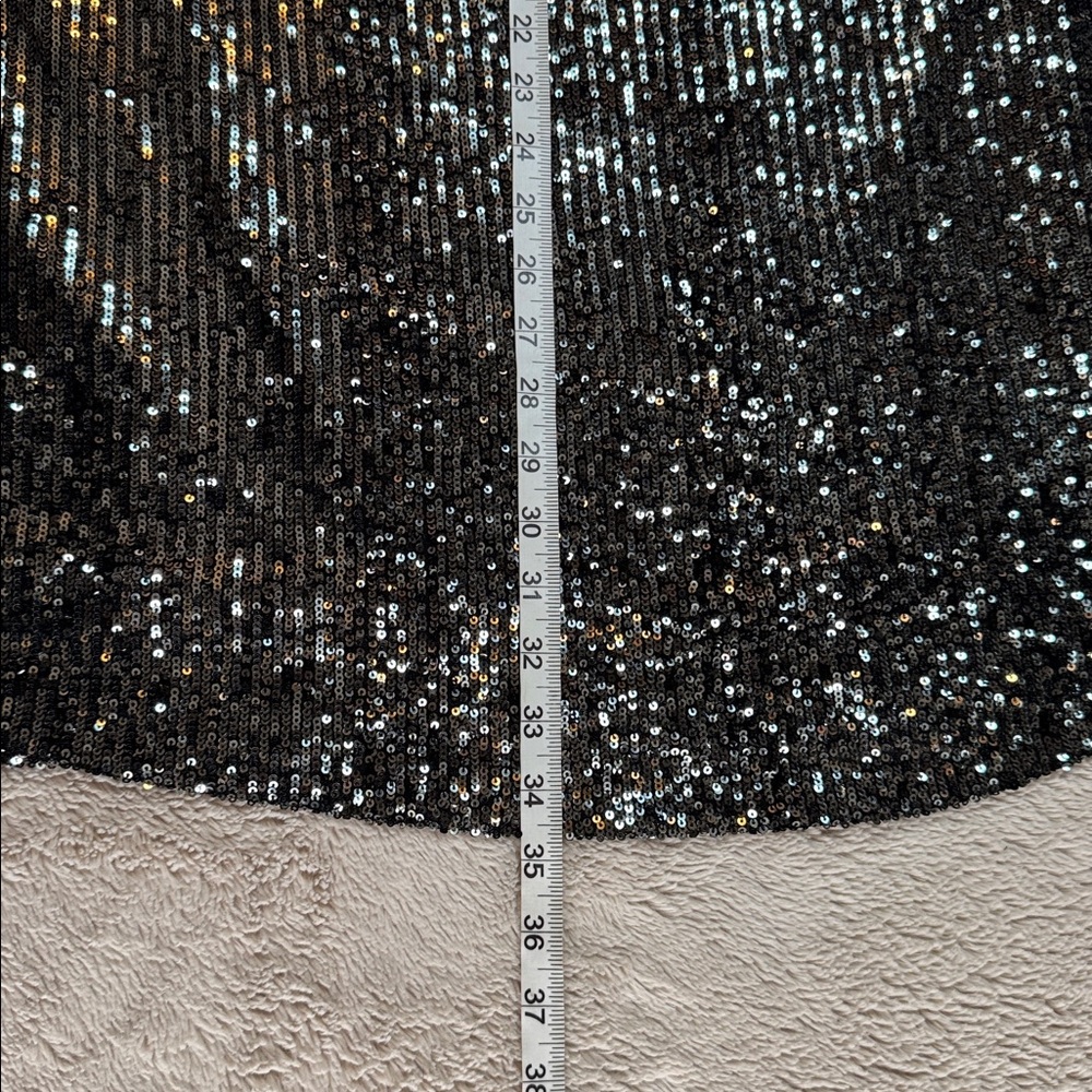 NWT Steve Madden Glittering Black Silver Sequin Shiny Long Sleeve Dress sz L - Picture 7 of 10